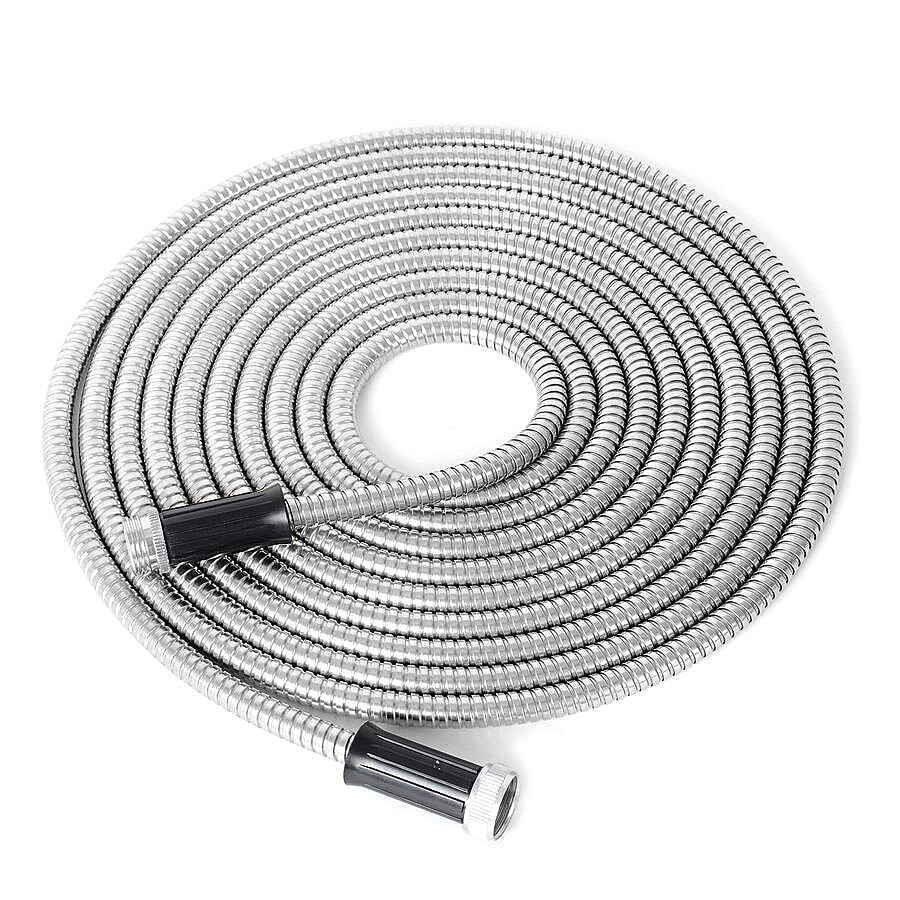 Stainless steel 50 Foot Garden Hose Metal Water Hose Super Tough and Flexible, and Lightweight with Premium Connectors