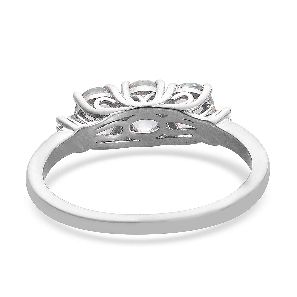 Santa Teresa Aquamarine and White Diamond Ring in Platinum Overlay Sterling Silver