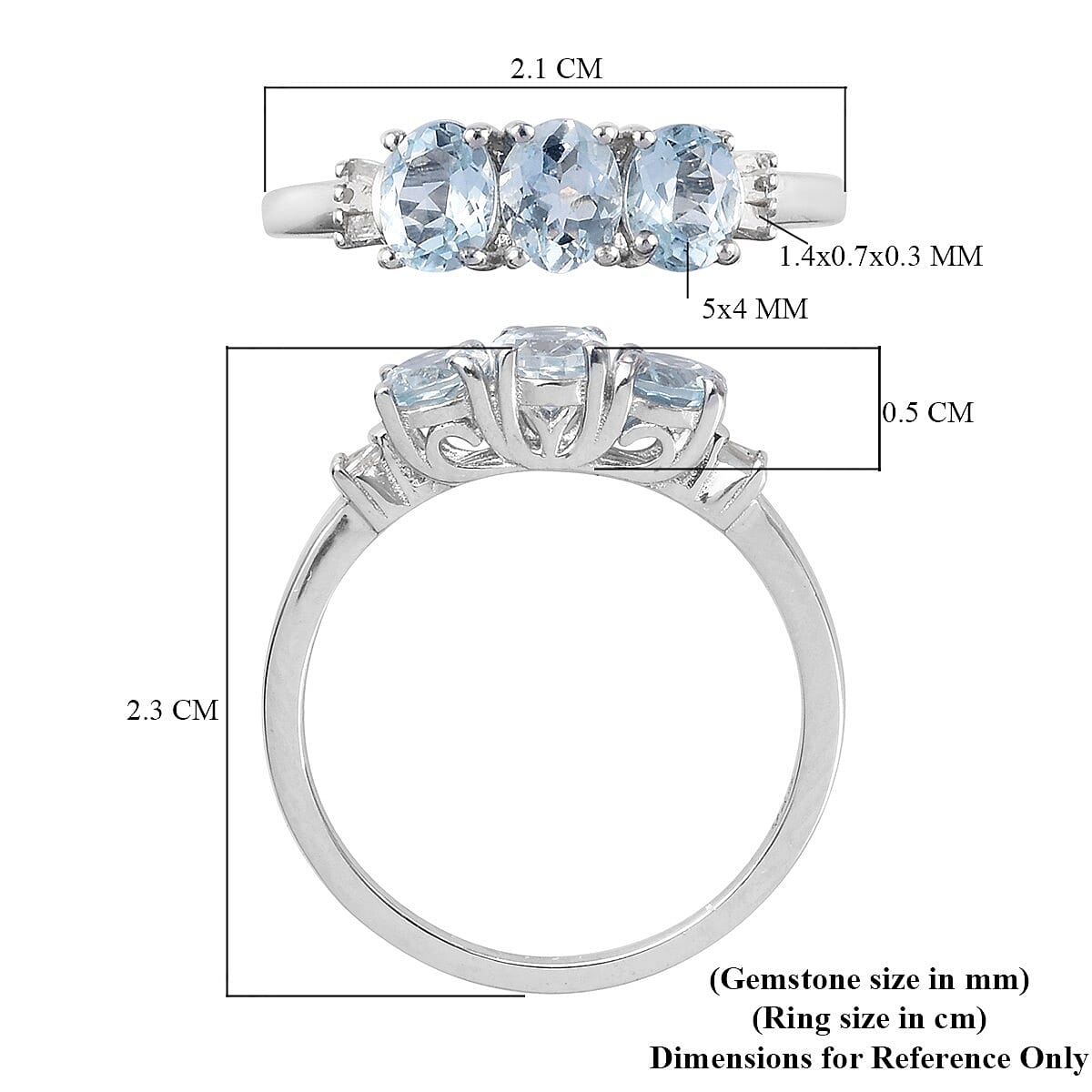 Santa Teresa Aquamarine and White Diamond Ring in Platinum Overlay Sterling Silver