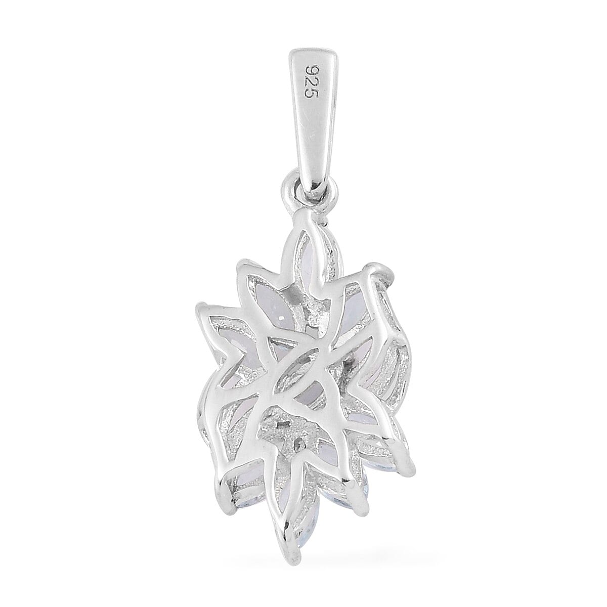 Santa Teresa Aquamarine Cluster Pendant in Platinum Overlay Sterling Silver