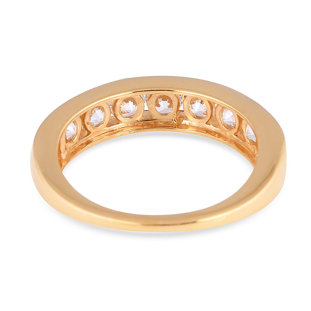 Lustro Stella 14K Gold Overlay Sterling Silver Half Eternity Ring Made with Finest CZ 1.61 Ct.