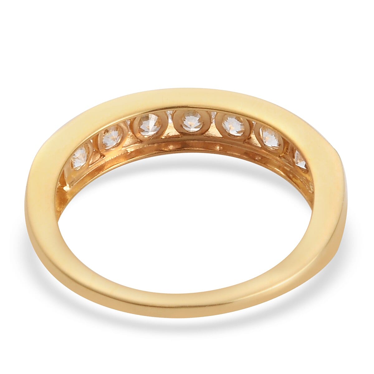 Lustro Stella 14K Gold Overlay Sterling Silver Half Eternity Ring Made with Finest CZ 1.61 Ct.