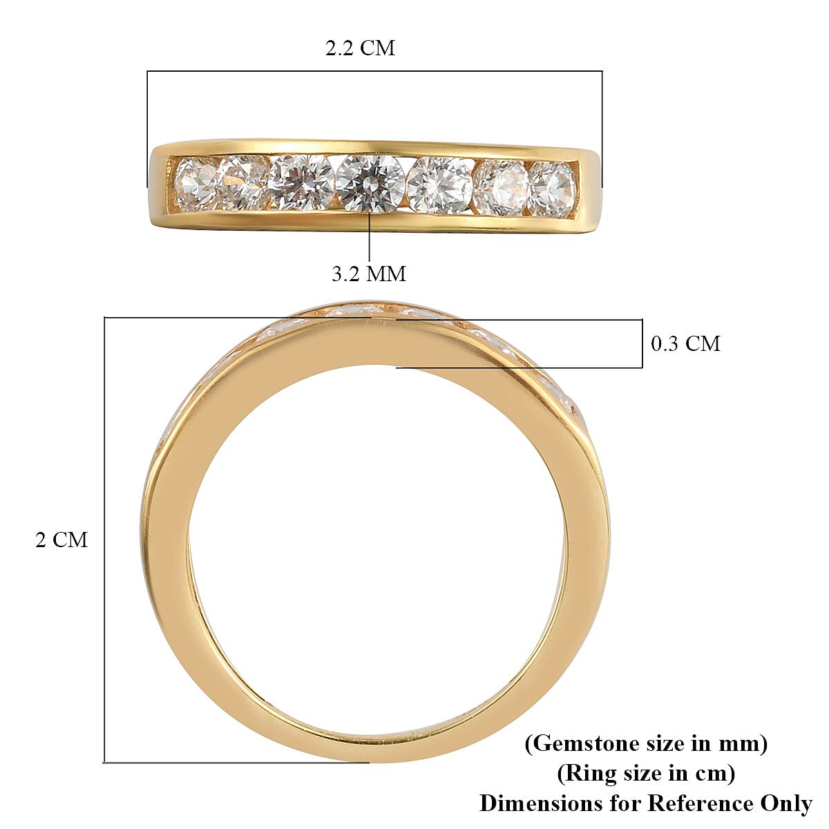 Lustro Stella 14K Gold Overlay Sterling Silver Half Eternity Ring Made with Finest CZ 1.61 Ct.