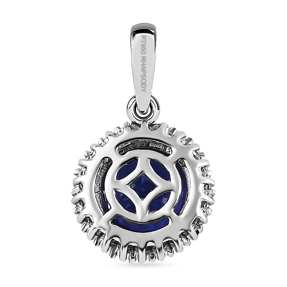 RHAPSODY 950 Platinum AAAA Tanzanite and Diamond (VS-E-F) Halo Pendant 1.59 Ct.