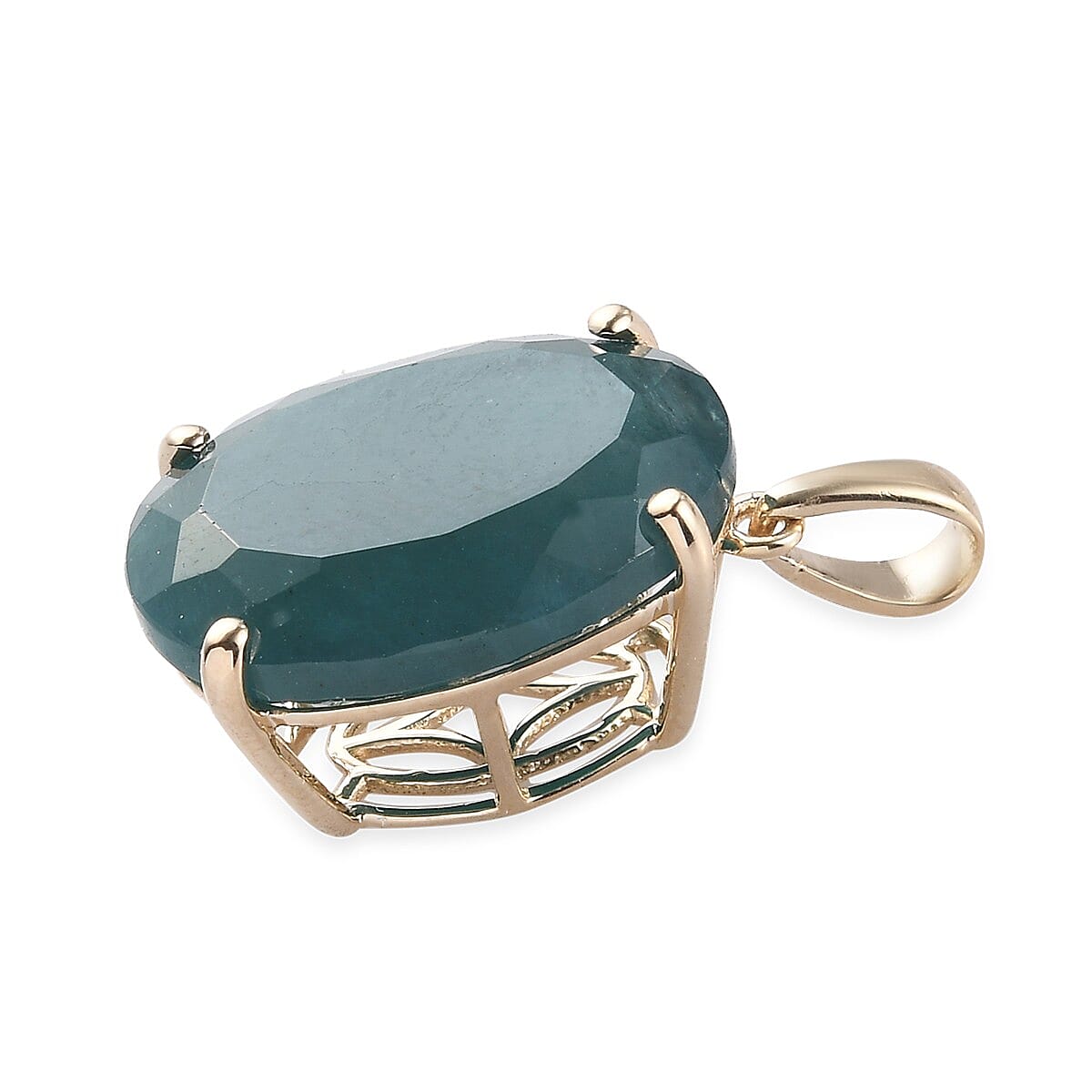 9K Yellow Gold AA Grandidierite Solitaire Pendant 13.00 Ct.