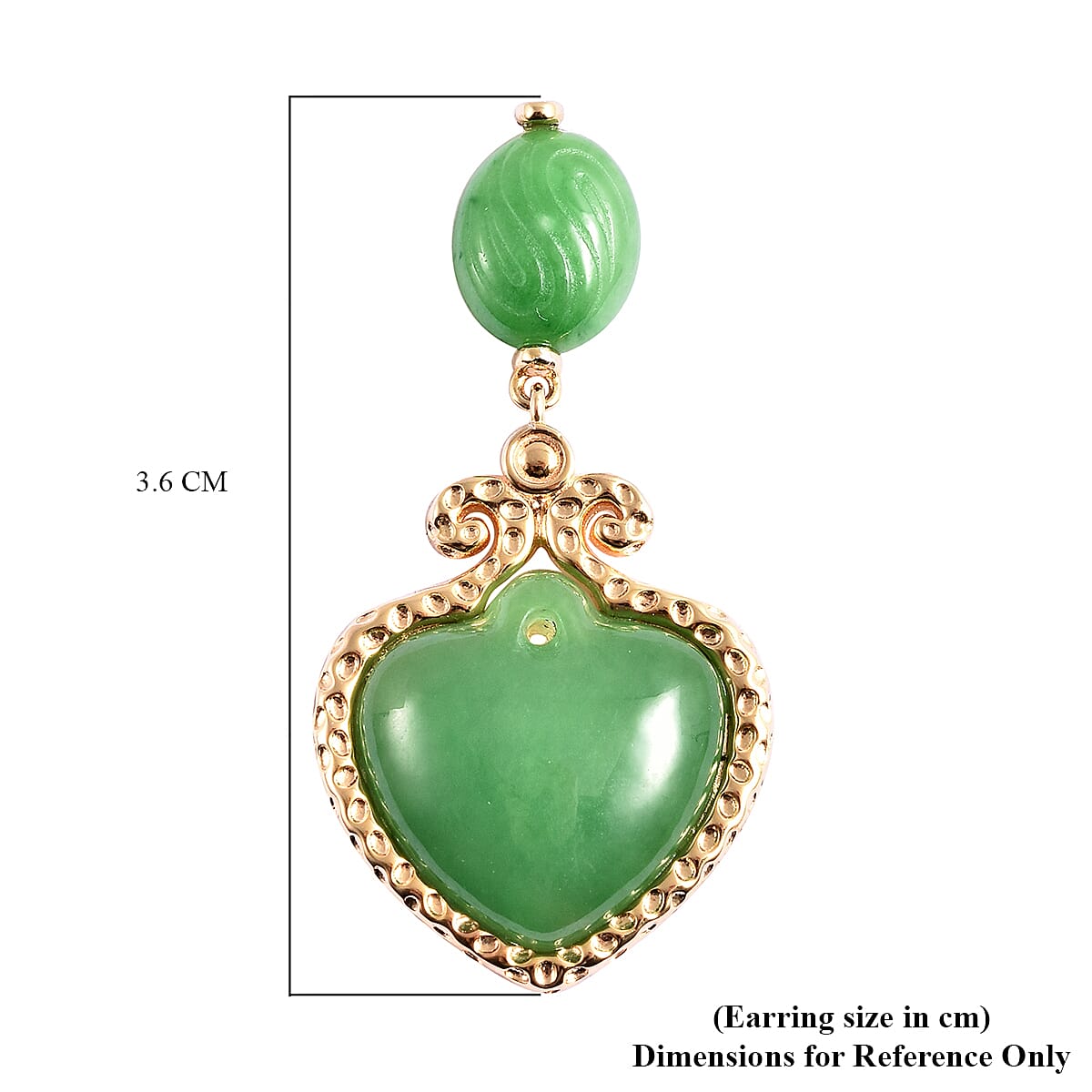 Green Jade Earrings (with Push Back) in Yellow Gold Overlay Sterling Silver 25.500 Ct.