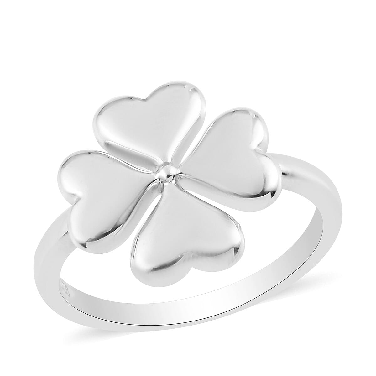 RACHEL GALLEY Floral Collection - Platinum Overlay Sterling Silver 4-Leaf Clover Ring