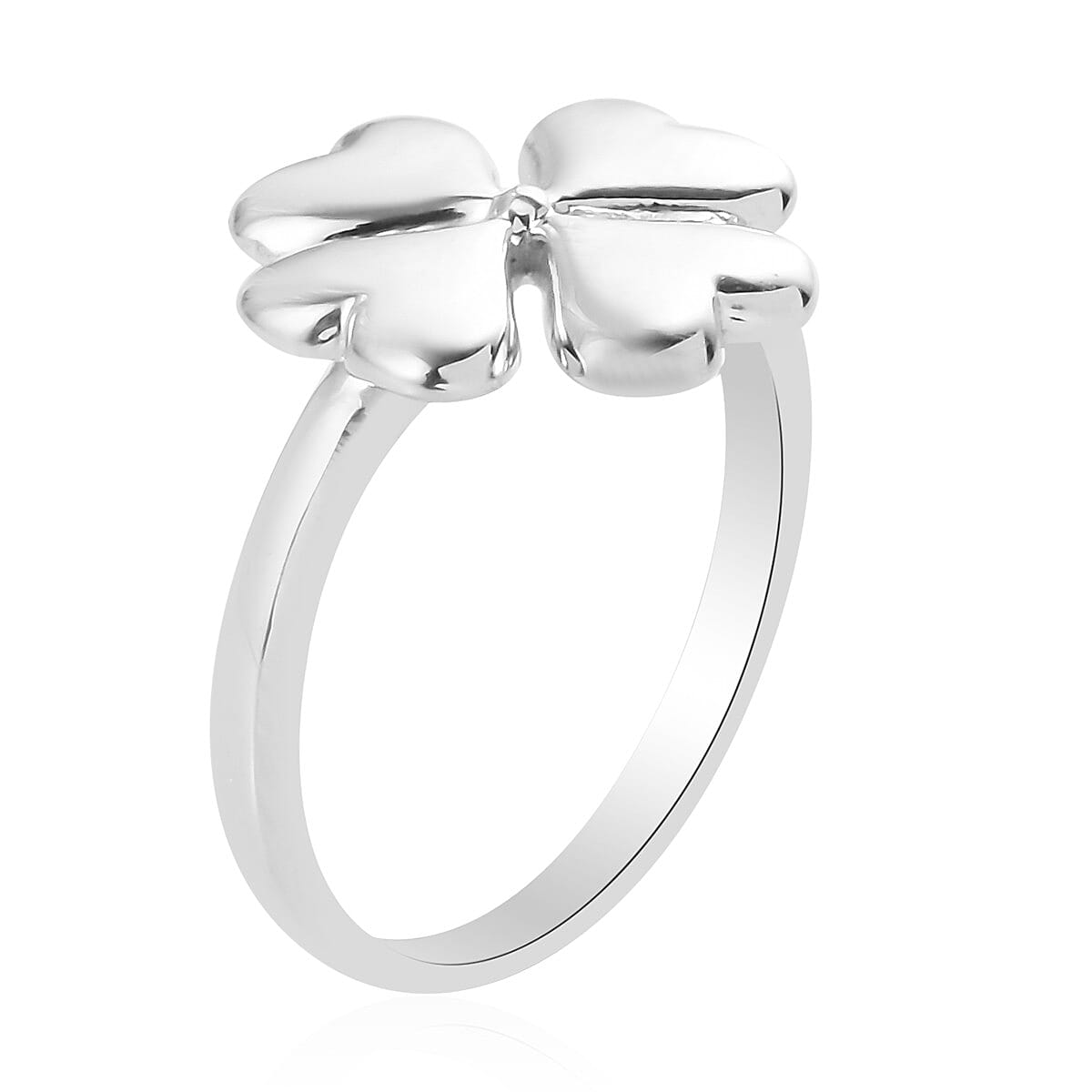 RACHEL GALLEY Floral Collection - Platinum Overlay Sterling Silver 4-Leaf Clover Ring