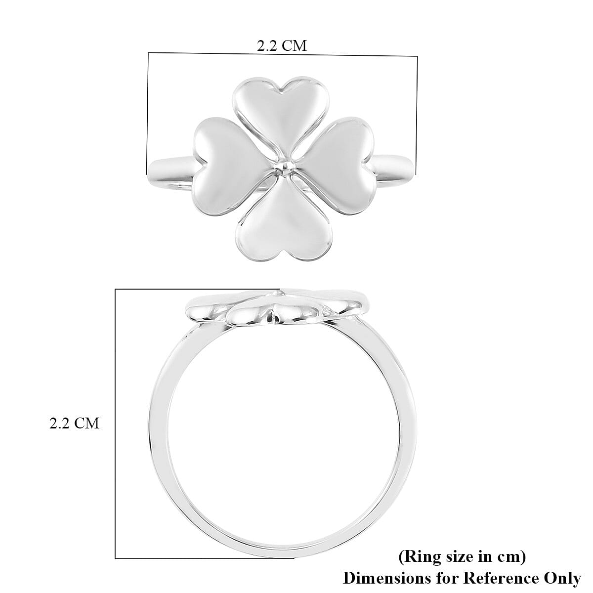 RACHEL GALLEY Floral Collection - Platinum Overlay Sterling Silver 4-Leaf Clover Ring