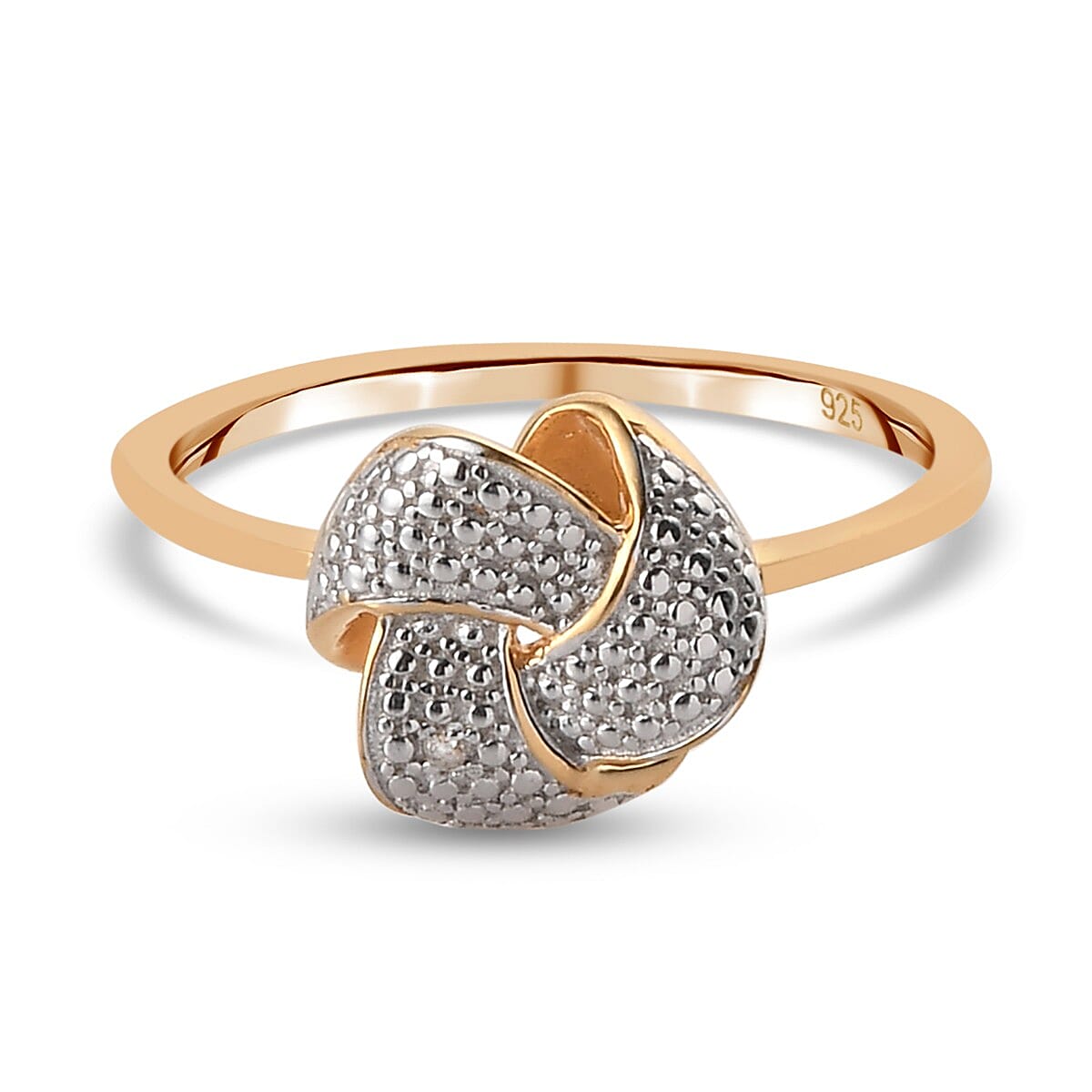 Diamond Knot Ring in 14K Gold Overlay Sterling Silver