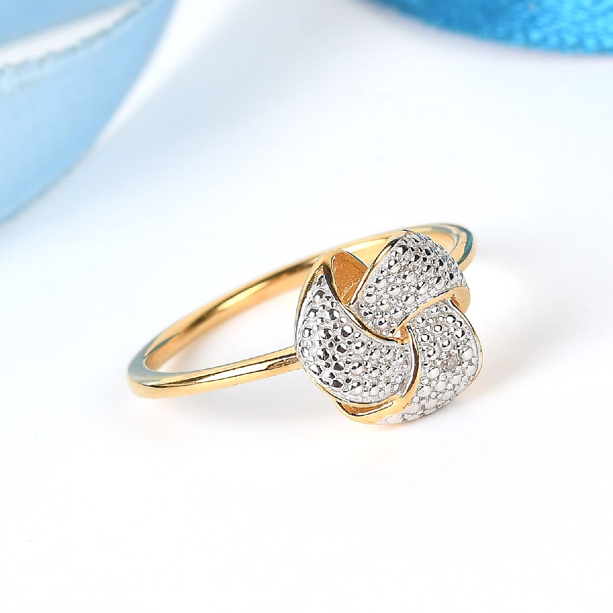 Diamond Knot Ring in 14K Gold Overlay Sterling Silver
