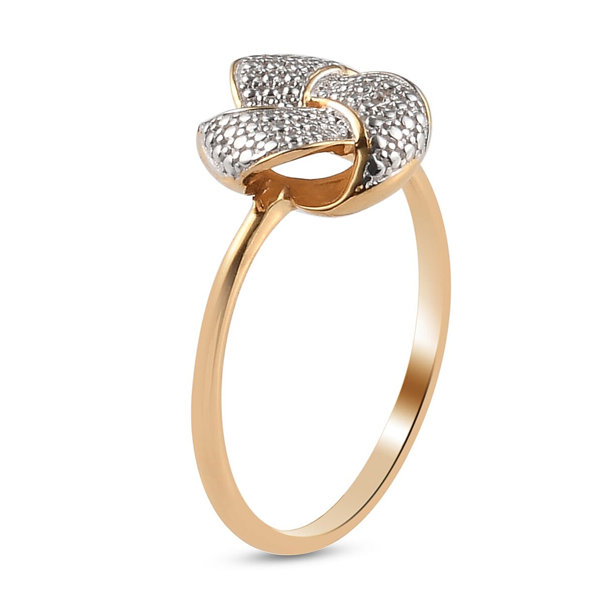 Diamond Knot Ring in 14K Gold Overlay Sterling Silver