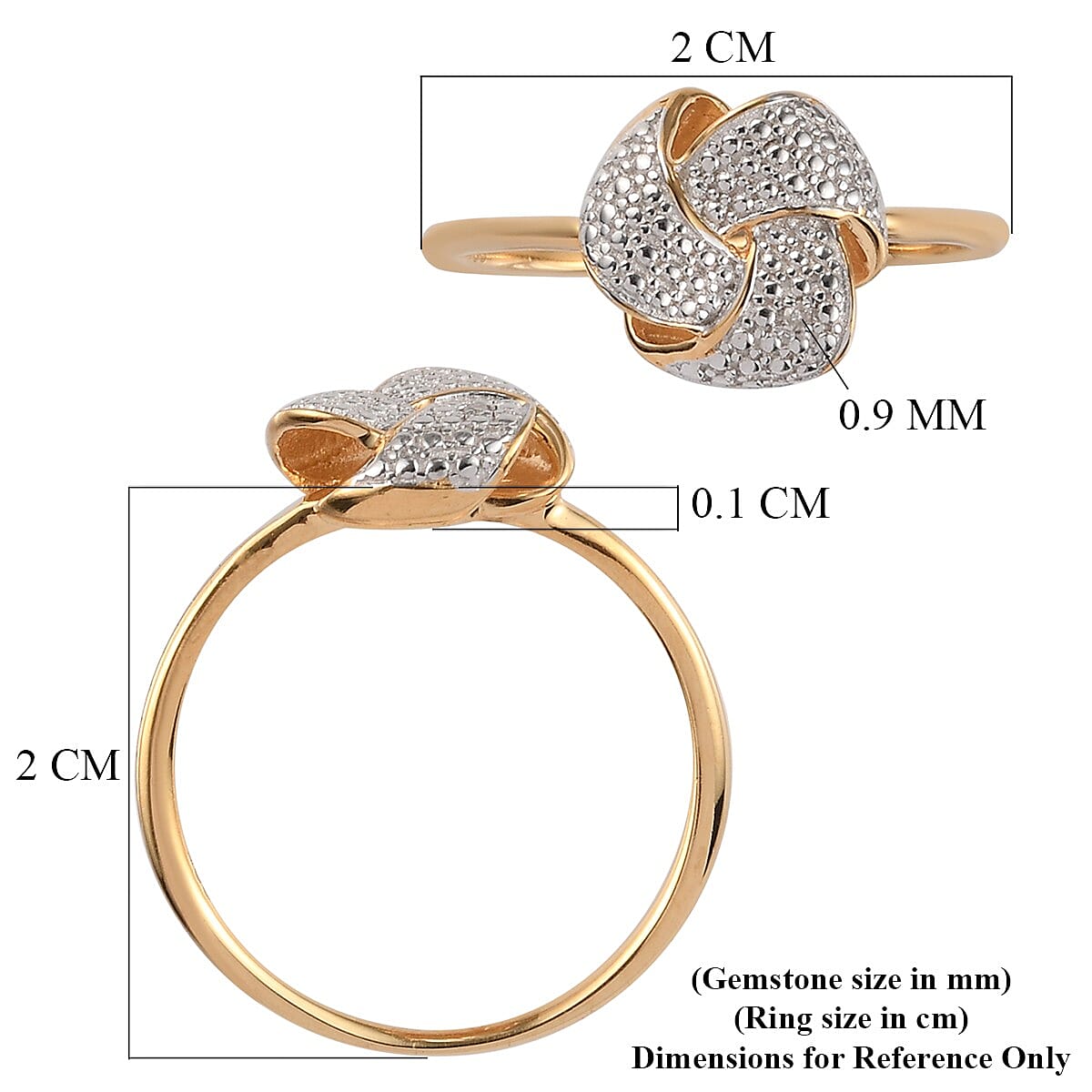 Diamond Knot Ring in 14K Gold Overlay Sterling Silver