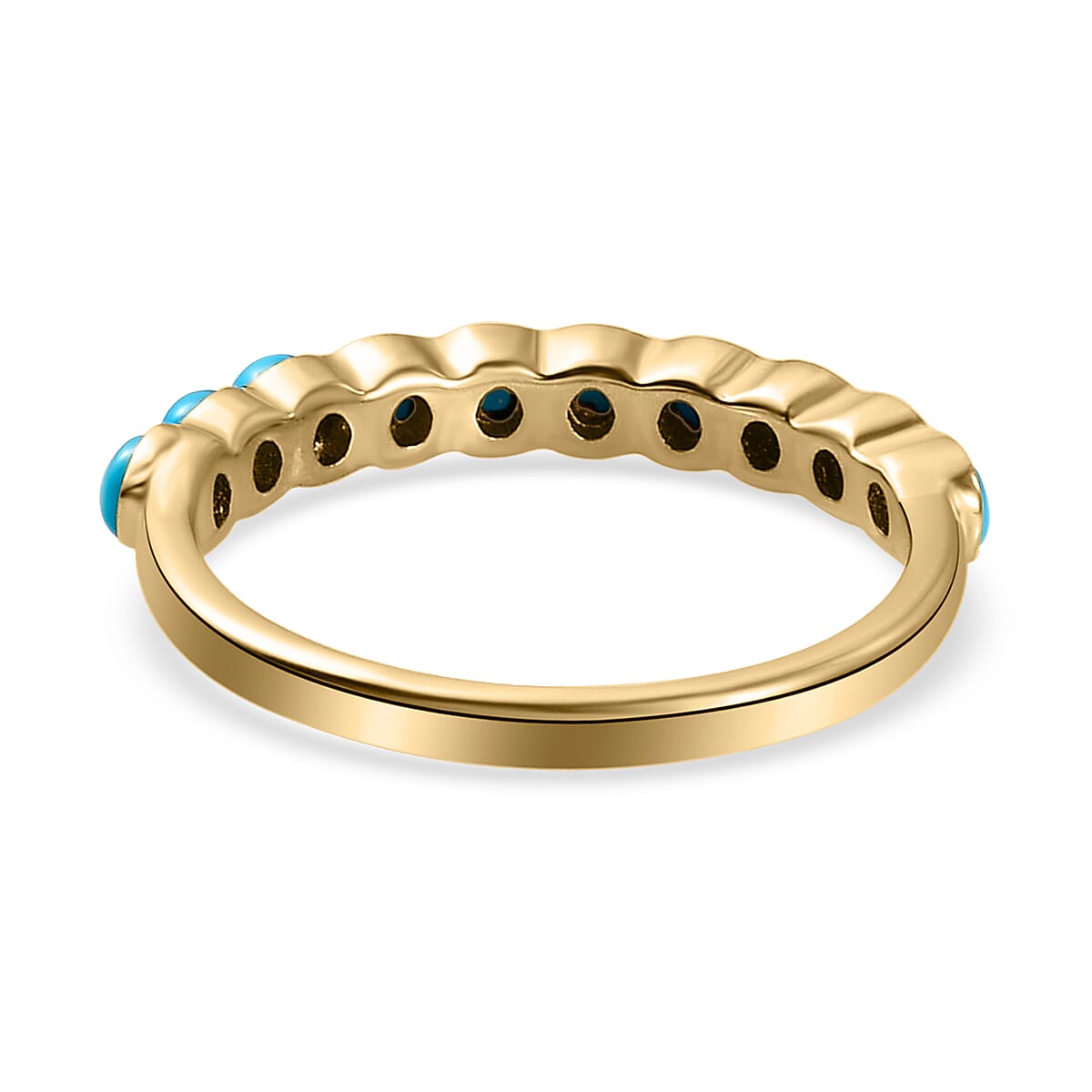 Arizona Sleeping Beauty Turquoise Half Eternity Ring in 14K Gold Overlay Sterling Silver
