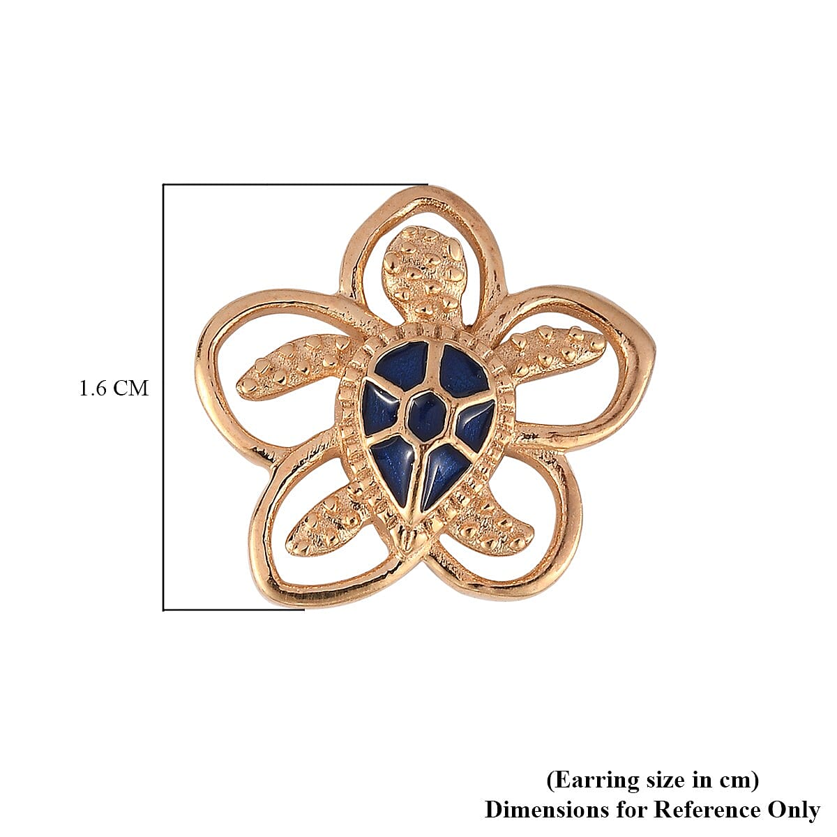 14K Gold Overlay Sterling Silver Turtle Enamelled Earrings (with Push Back)