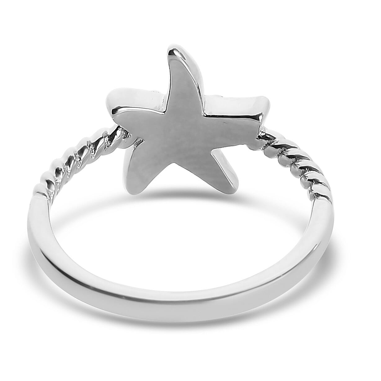 Platinum Overlay Sterling Silver Starfish Ring