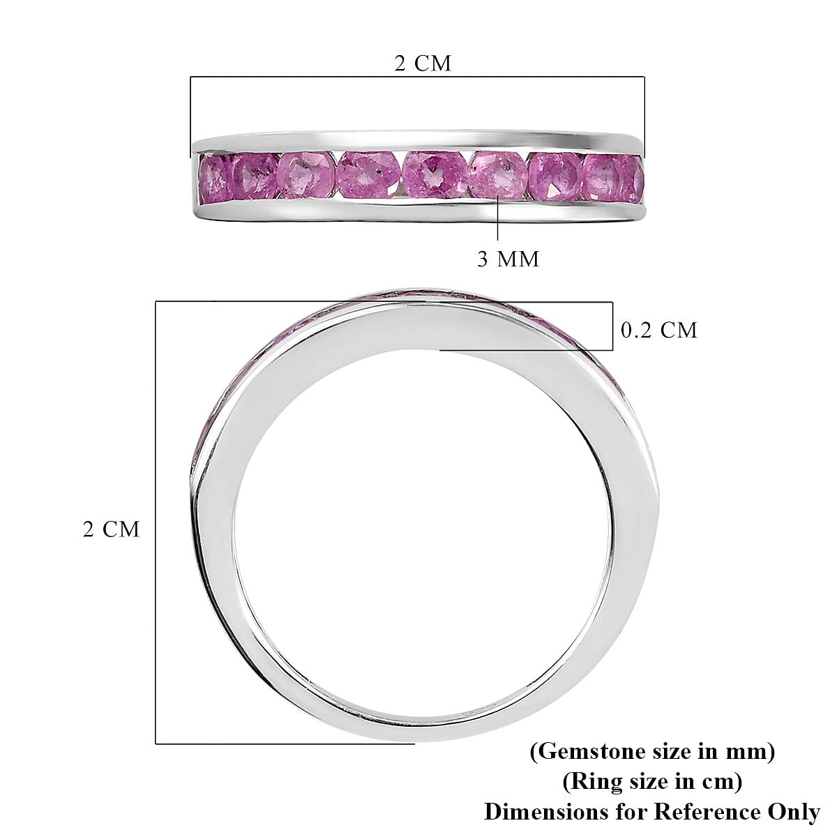 Pink Sapphire Half Eternity Band Ring in Platinum Overlay Sterling Silver 1.20 Ct.