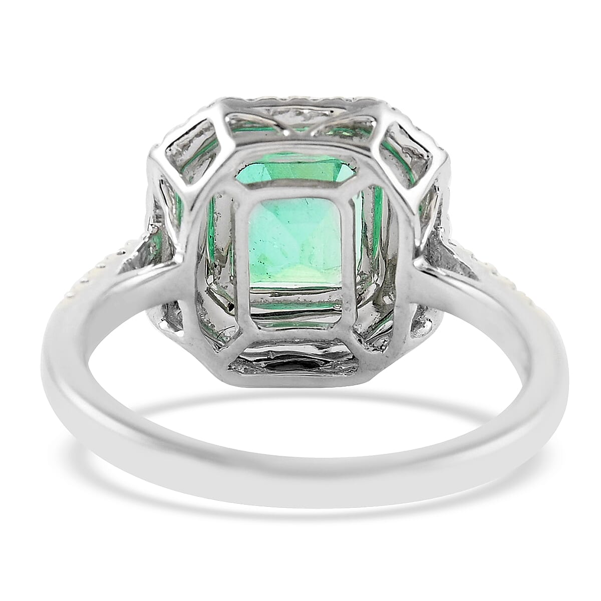 RHAPSODY 950 Platinum AAAA Boyaca Colombian Emerald and Diamond (VS/E-F) Halo Ring 2.25 Ct, Platinum wt. 5.00 Gms