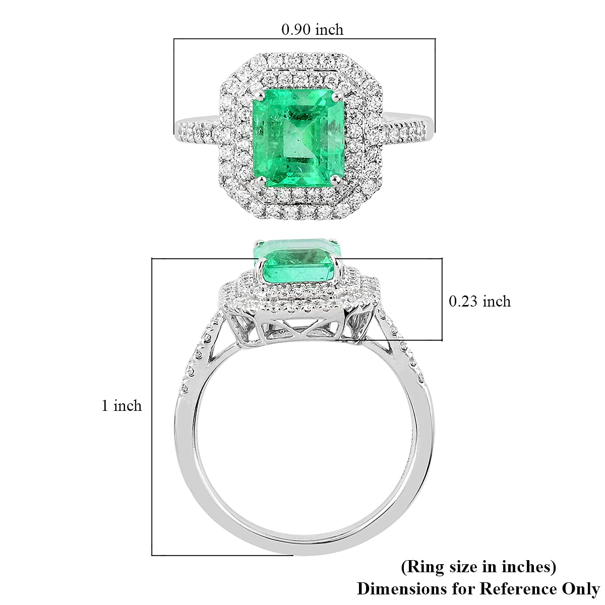 RHAPSODY 950 Platinum AAAA Boyaca Colombian Emerald and Diamond (VS/E-F) Halo Ring 2.25 Ct, Platinum wt. 5.00 Gms