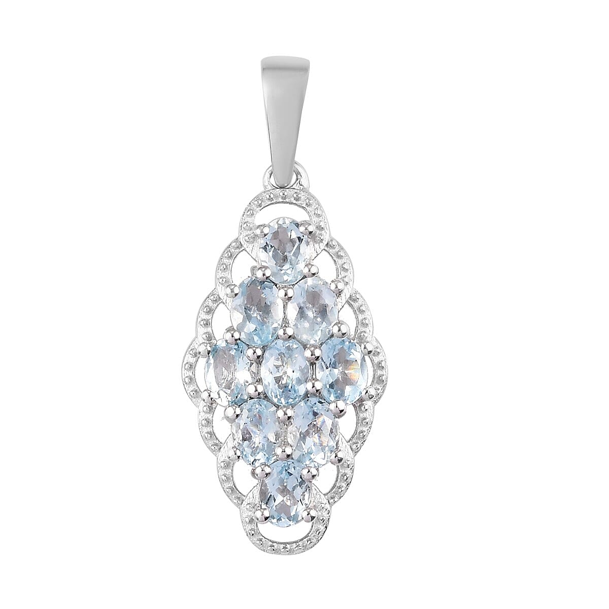 Santa Teresa Aquamarine Pendant in Platinum Overlay Sterling Silver 1.35 Ct.