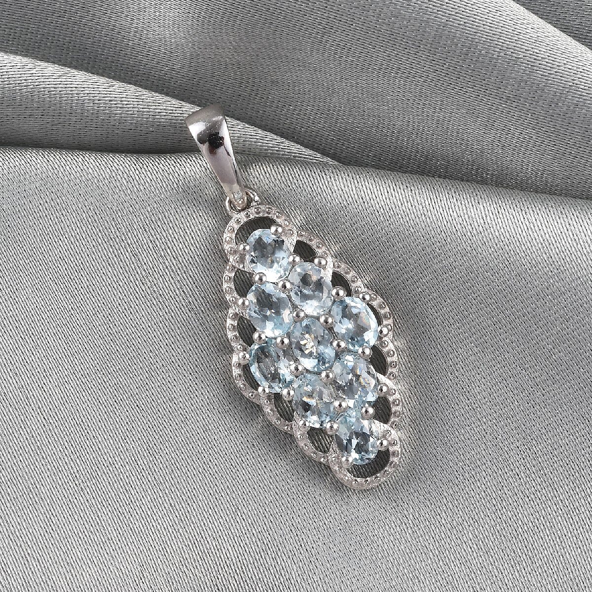 Santa Teresa Aquamarine Pendant in Platinum Overlay Sterling Silver 1.35 Ct.
