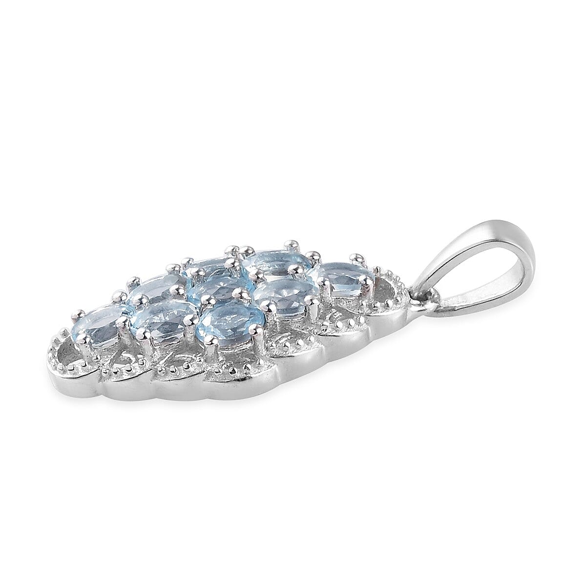 Santa Teresa Aquamarine Pendant in Platinum Overlay Sterling Silver 1.35 Ct.
