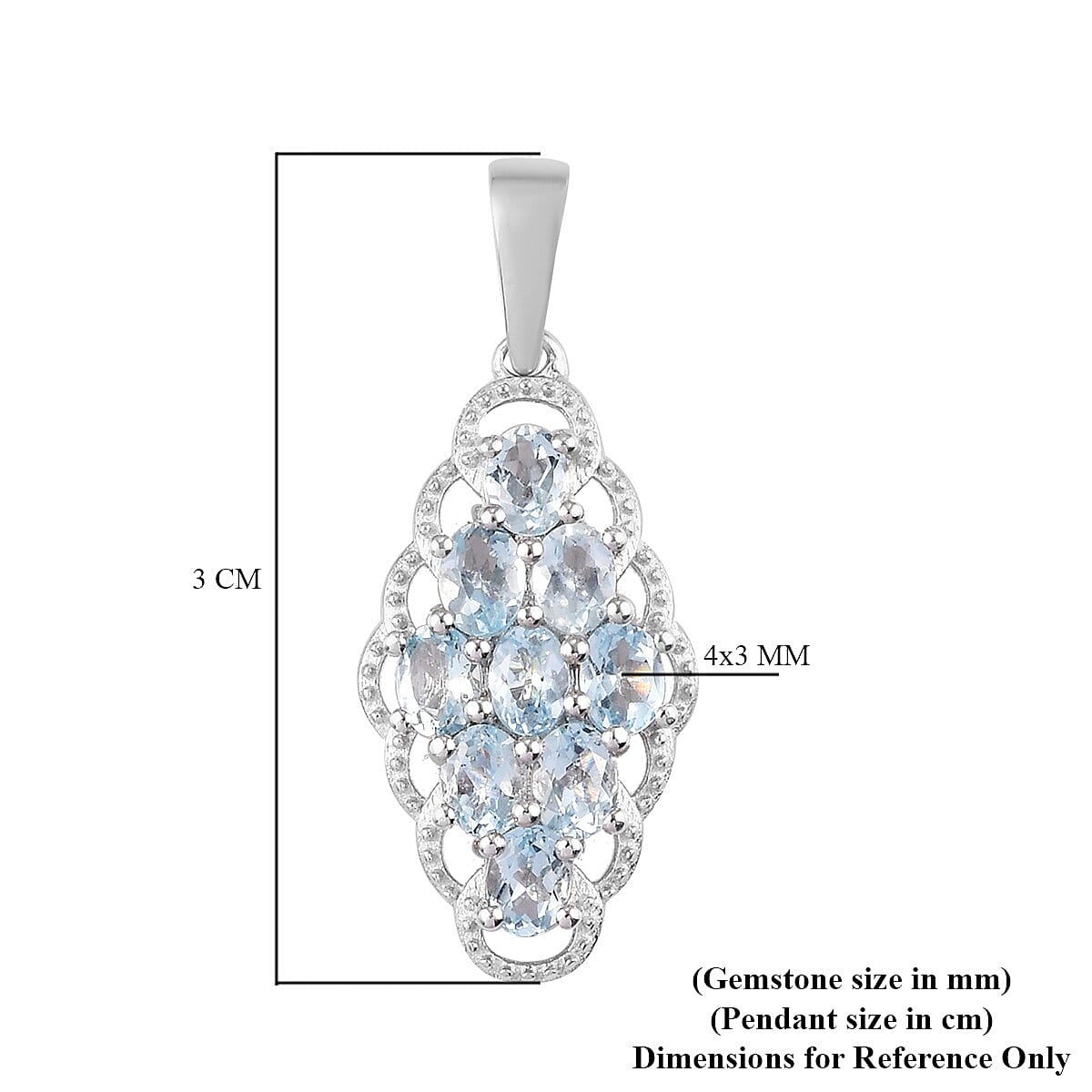 Santa Teresa Aquamarine Pendant in Platinum Overlay Sterling Silver 1.35 Ct.