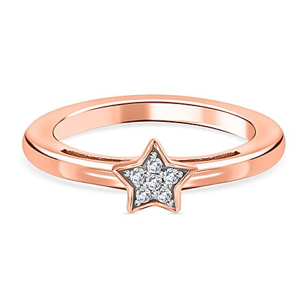 Diamond Star Stackable Ring in Sterling Silver with 18K Vermeil Rose Gold