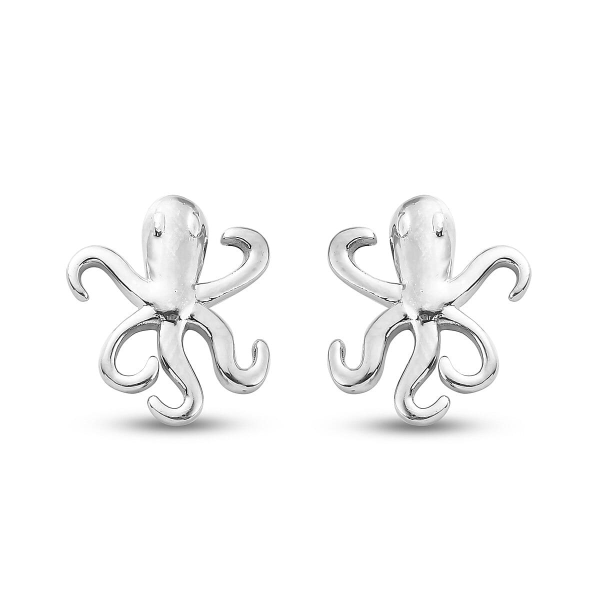 Platinum Overlay Sterling Silver Octopus Earrings