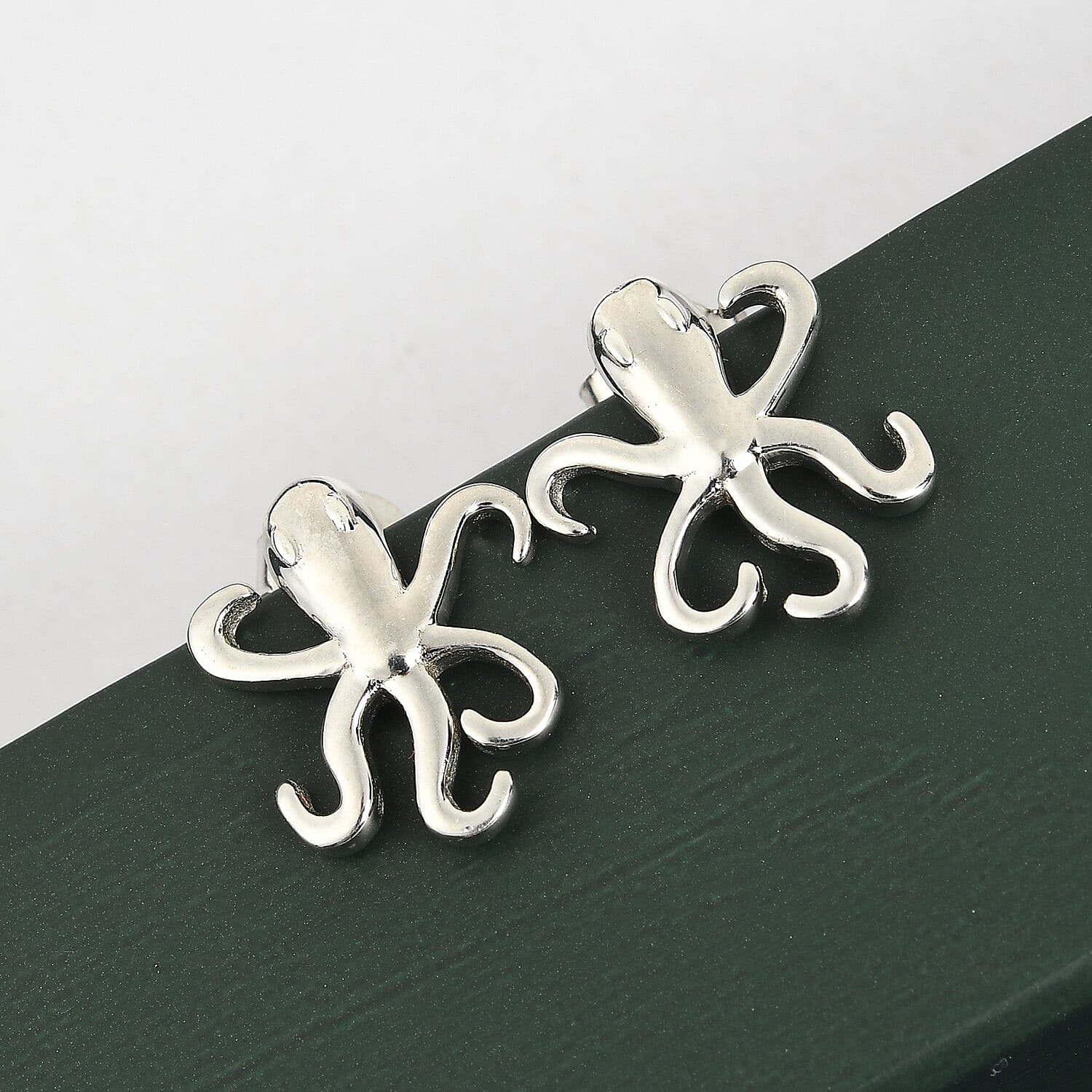Platinum Overlay Sterling Silver Octopus Earrings