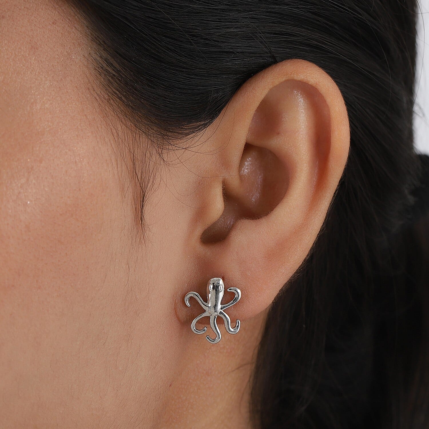 Platinum Overlay Sterling Silver Octopus Earrings