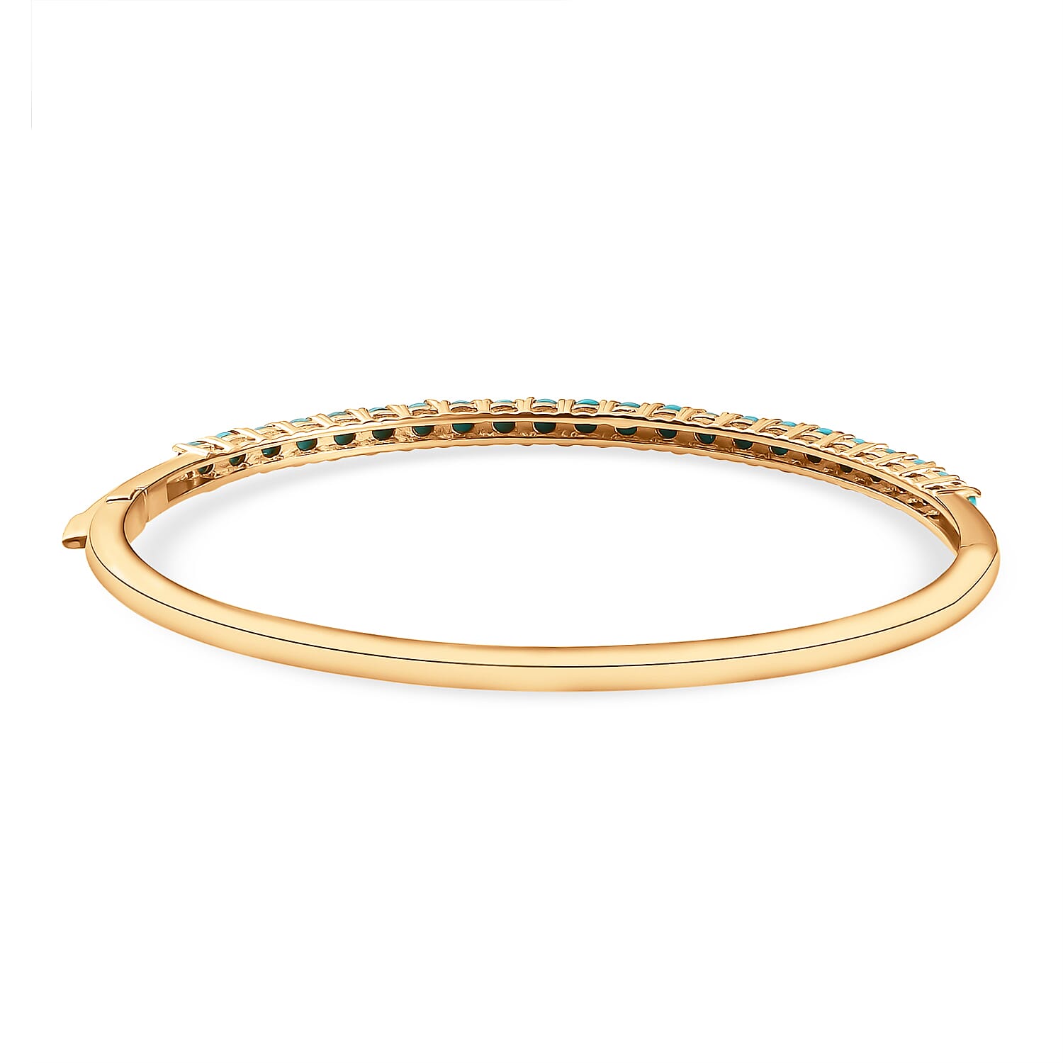 Arizona Sleeping Beauty Turquoise Full Bangle (size 7.5) in 18K Yellow Gold Vermeil Overlay Sterling Silver 3.22 Ct, Silver Wt 10.20 Gms