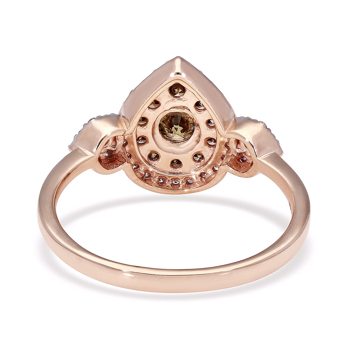 9K Rose Gold SGL Certified Champagne and White Diamond (I3-G-H) Ring 1.00 Ct.