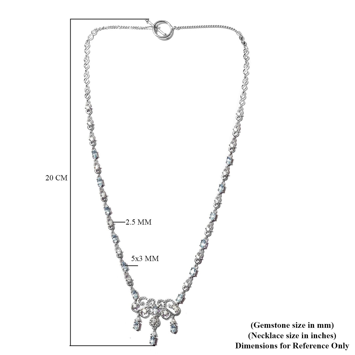Espirito Santo Aquamarine & Natural Zircon Necklace (Size 18) in Platinum Overlay Sterling Silver 5.60 Ct, Silver Wt. 16.00 Gms