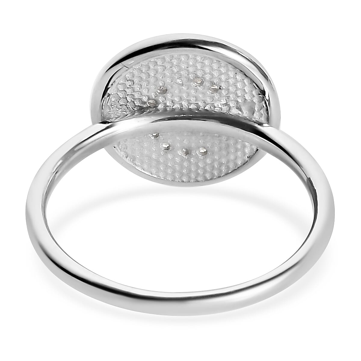 White Diamond Initial-G Ring in Platinum Overlay Sterling Silver