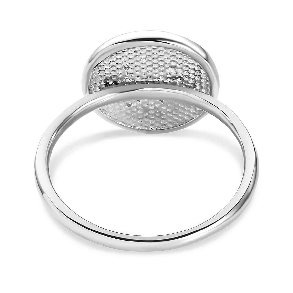 White Diamond Initial-H Ring in Platinum Overlay Sterling Silver