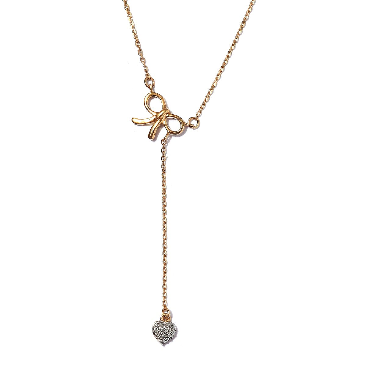 Diamond Lariat Necklace in 14K Gold Overlay Sterling Silver