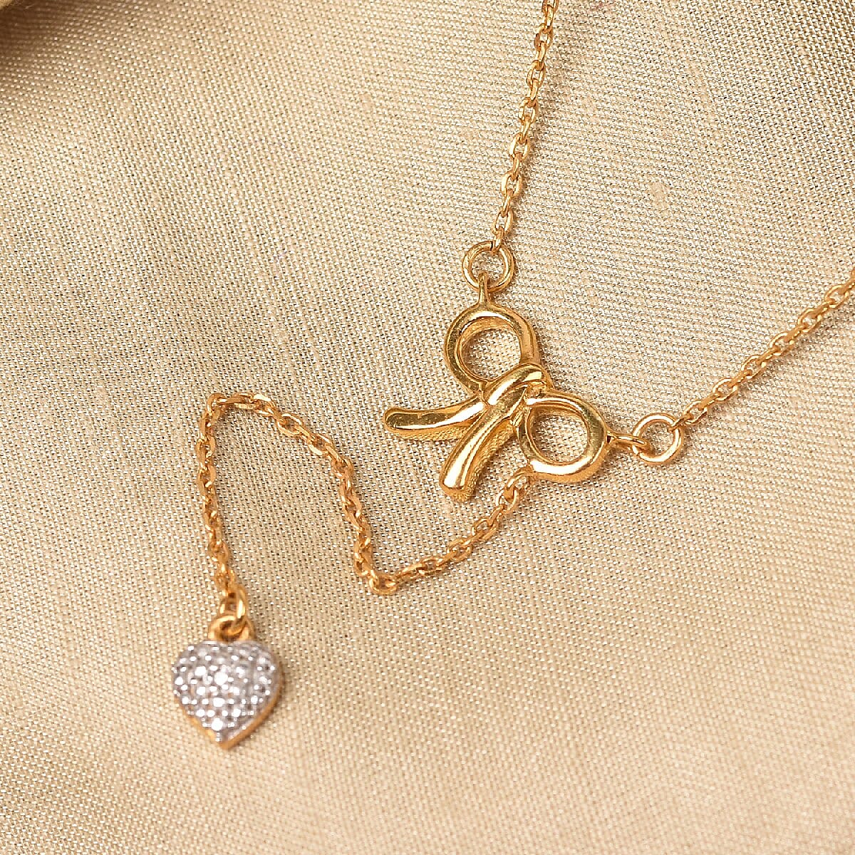 Diamond Lariat Necklace in 14K Gold Overlay Sterling Silver