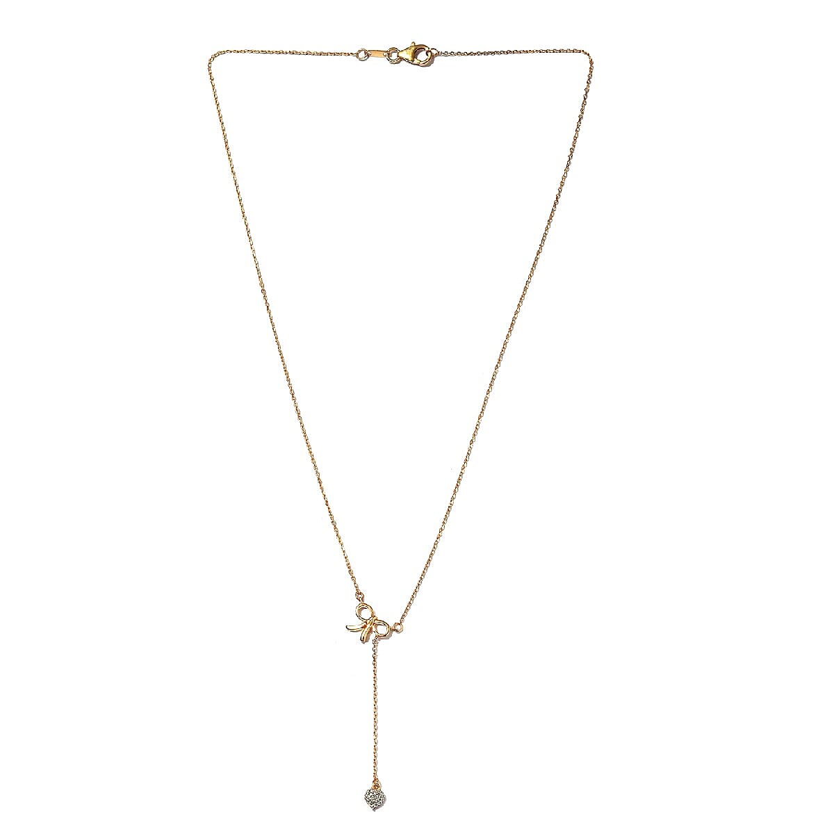 Diamond Lariat Necklace in 14K Gold Overlay Sterling Silver