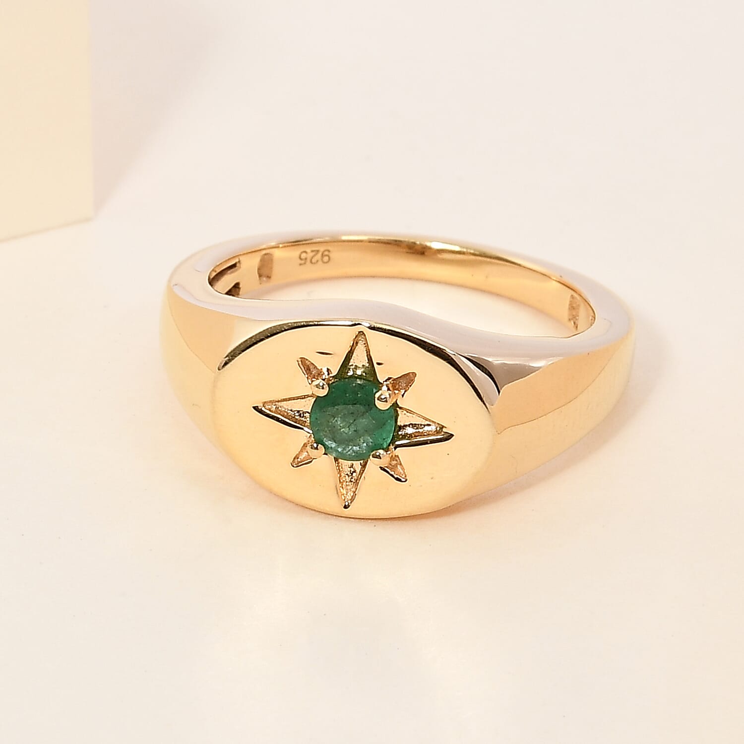 Emerald Ring in 14K Gold Overlay Sterling Silver