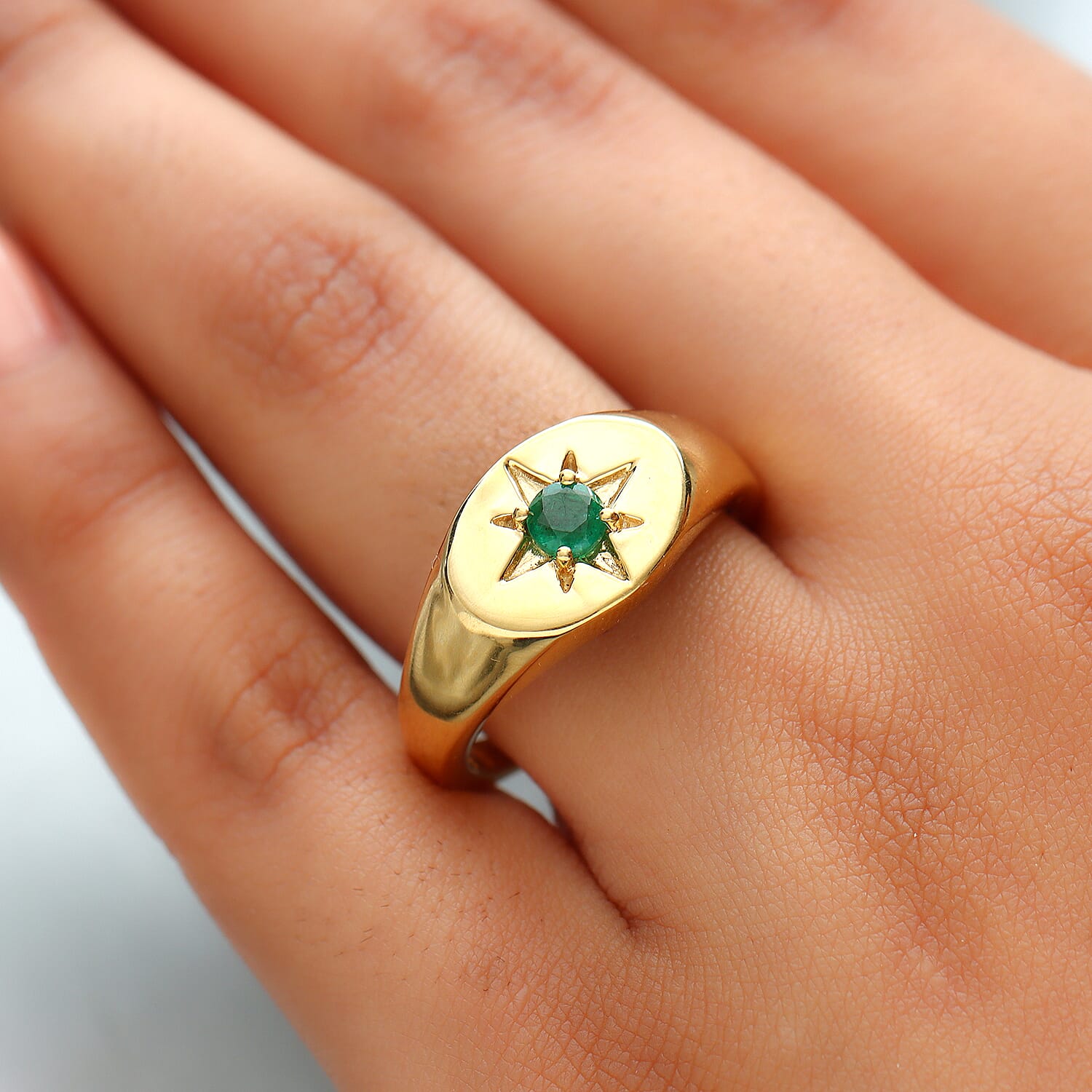 Emerald Ring in 14K Gold Overlay Sterling Silver