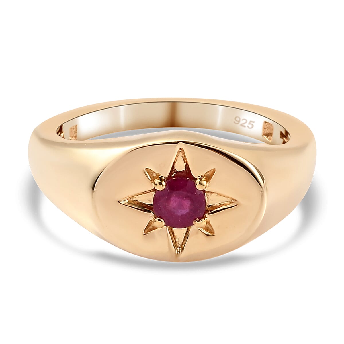 African Ruby (FF) Ring in 14K Gold Overlay Sterling Silver