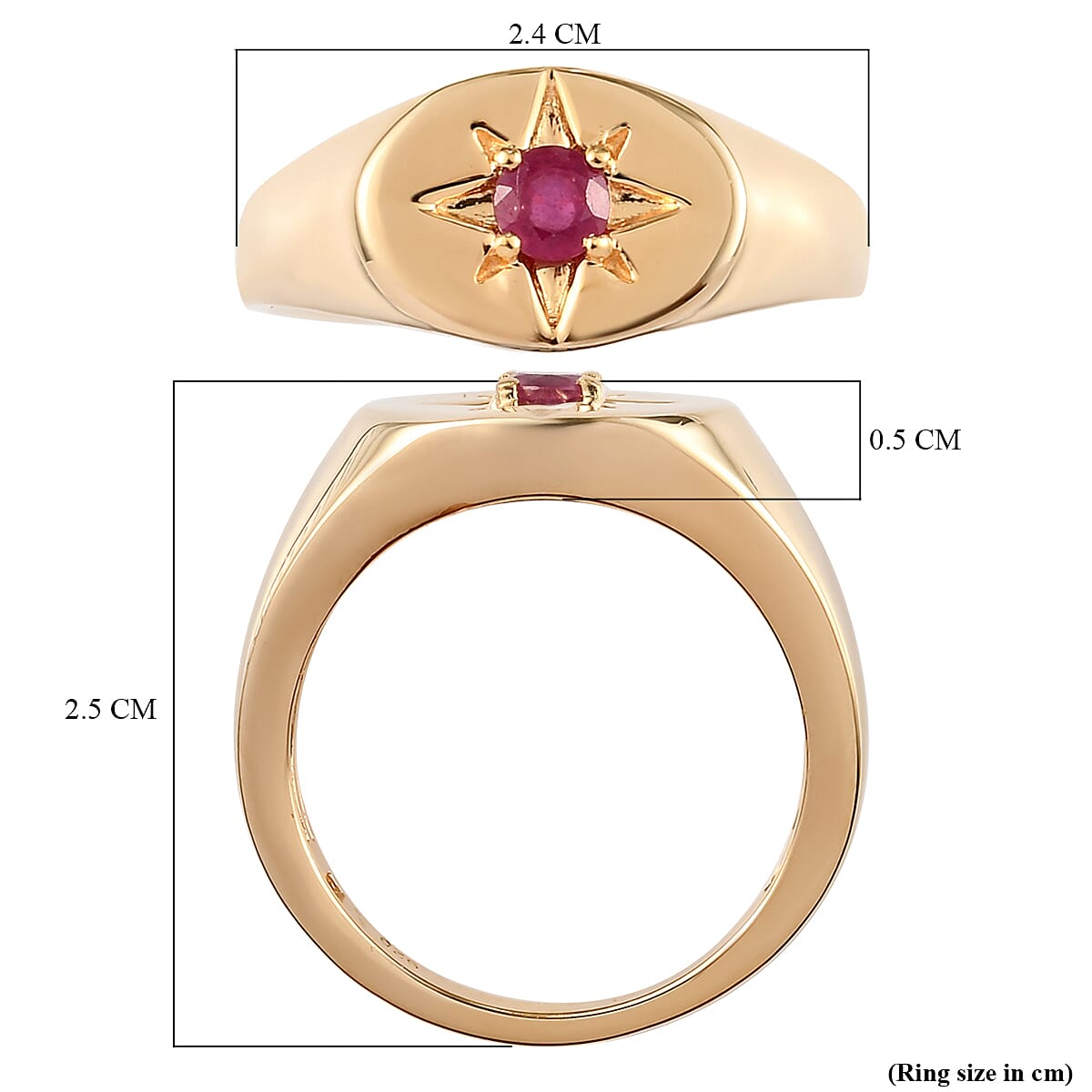 African Ruby (FF) Ring in 14K Gold Overlay Sterling Silver