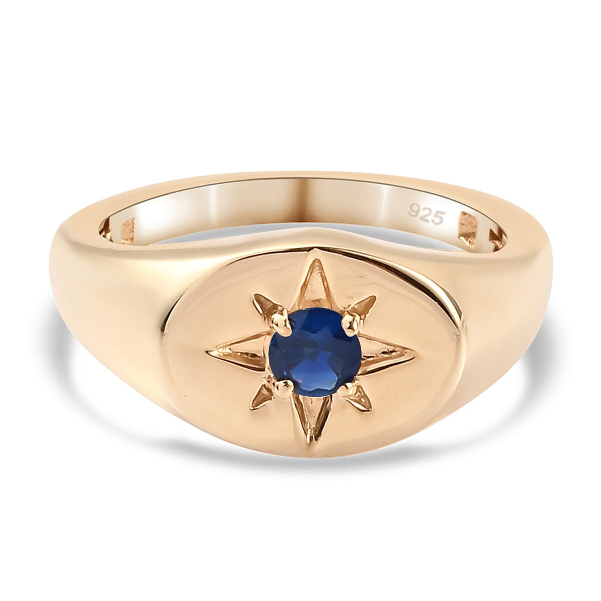Blue Sapphire Ring in 14K Gold Overlay Sterling Silver