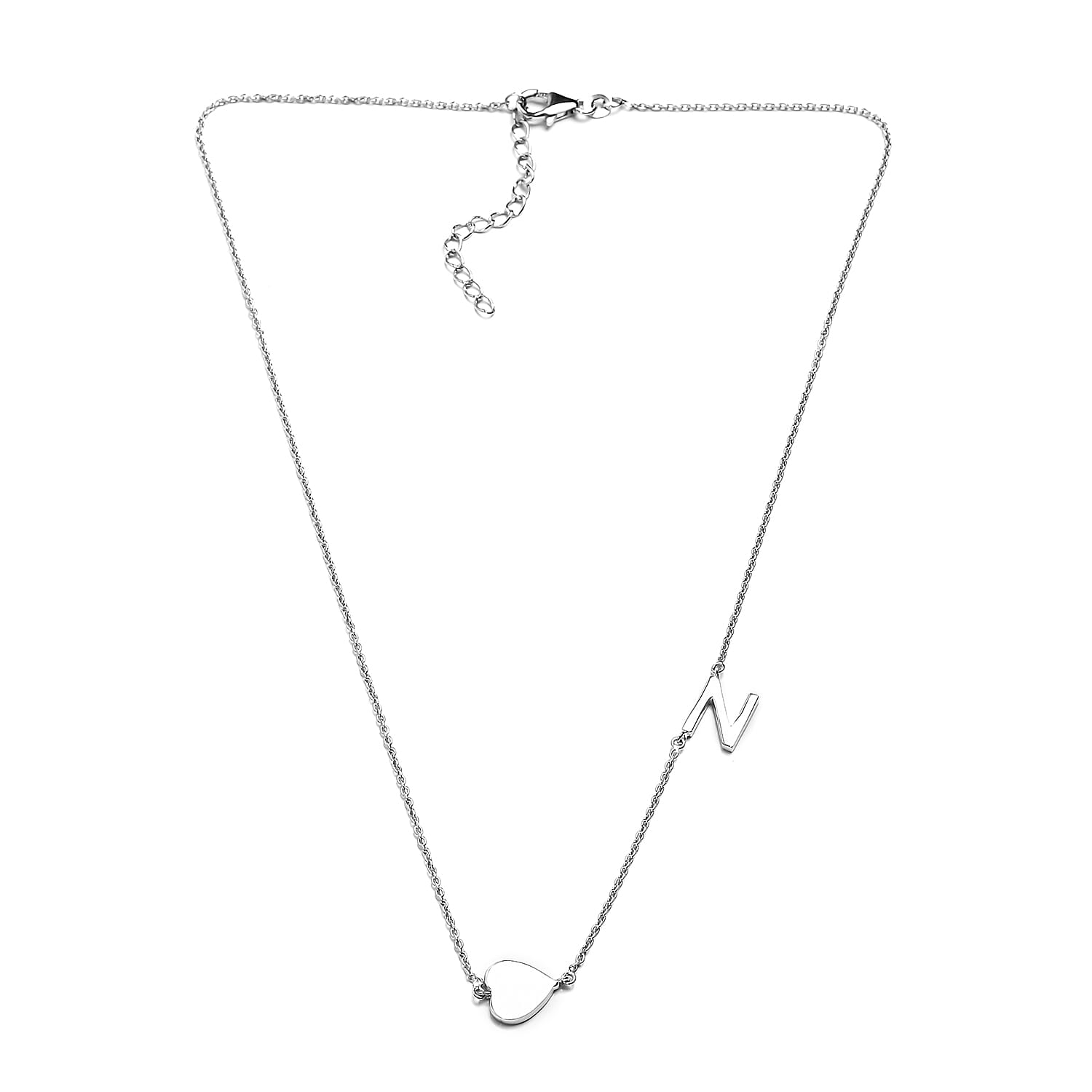 Platinum Overlay Sterling Silver Necklace (Size 18 with 2 inch Extender)
