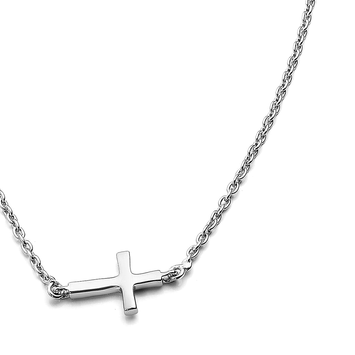 Platinum Overlay Sterling Silver Necklace (Size 18 with 2 inch Extender)