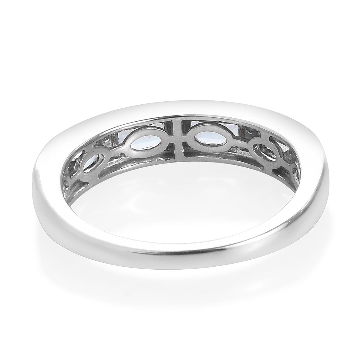 AA Santa Teresa Aquamarine and Natural Cambodian Zircon Band Ring in Platinum Overlay Sterling Silver 1.04 Ct.