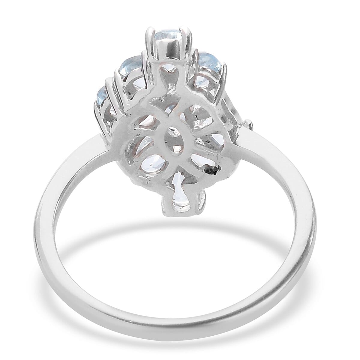 Santa Teresa Aquamarine Cluster Ring in Platinum Overlay Sterling Silver 1.23 Ct.