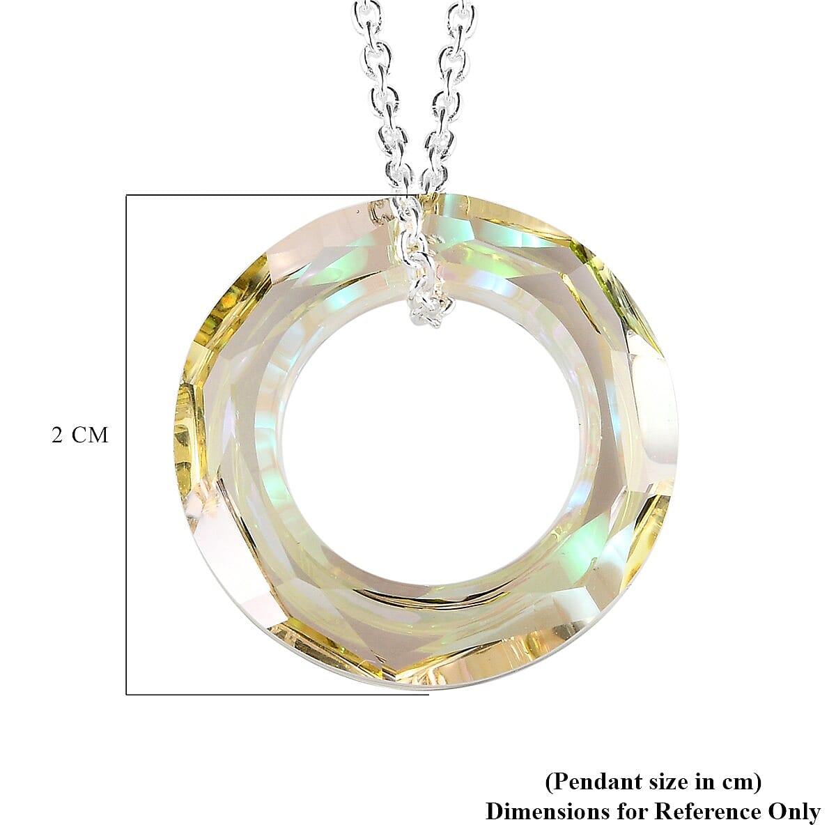 Lustro Stella  Lumingreen Crystal Pendant with Chain (Size 18) in Sterling Silver