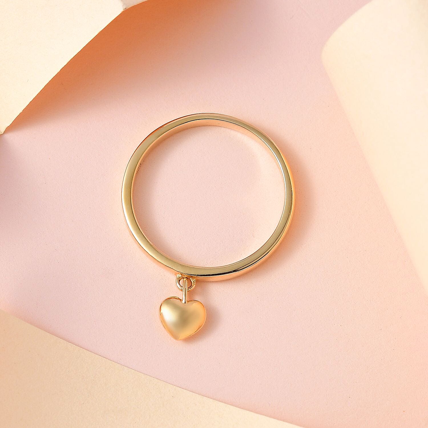 Sterling Silver Band Ring with Heart Charm